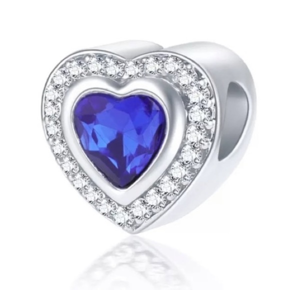 💙💙REAL STERLING SILVER HEART WITH VIBRANT BLUE CRYSTAL CHARM💙💙 - Picture 4 of 4